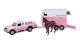 Kids Globe Mitsubishi mit Pferdeanhänger Die Cast Pink 27cm 520124