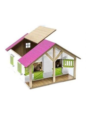 Kids Globe Pferdestall Holz Pink mit 2 Boxen und Lagerung 610168