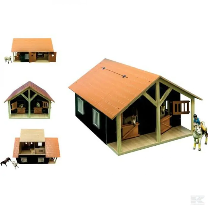 Kids Globe Farming Pferdestall Holz Braun mit 2 Boxen und Lagerung 610167