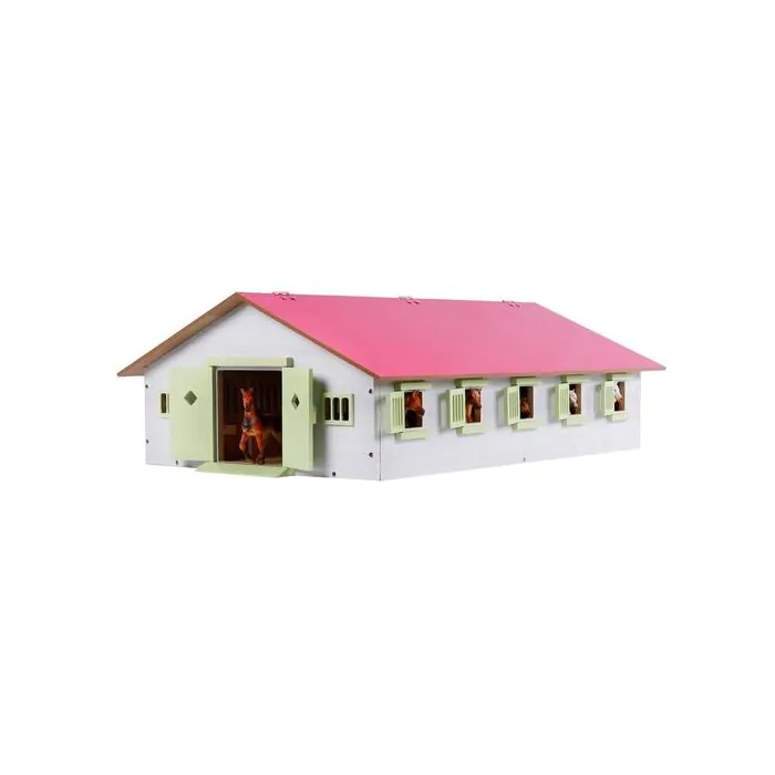 Kids Globe Horses Pferdestall mit 9 Boxen 1:32 Rosa 610188