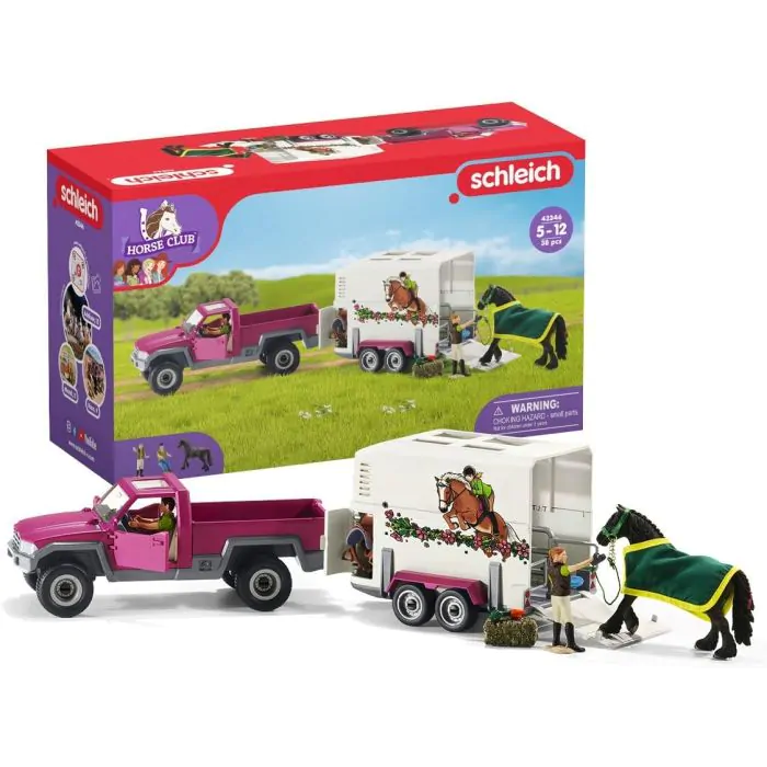 schleich 42346 HORSE CLUB Pick-up mit Anhänger für Pferde, 38