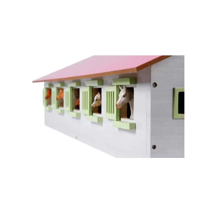 Kids Globe Horses Pferdestall mit 9 Boxen 1:32 Rosa 610188