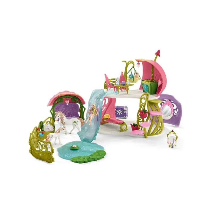 Schleich Bayala Glitzerndes Blütenhaus mit Einhörnern, See und Stall 42445