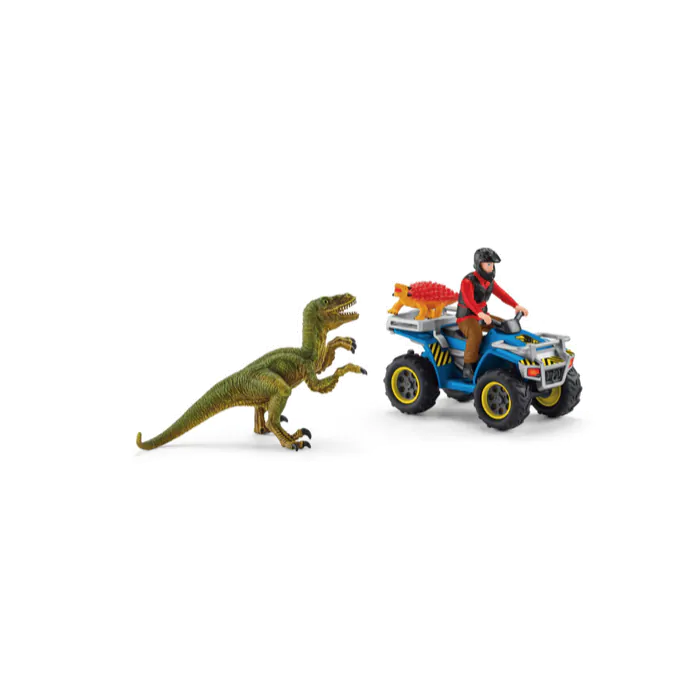 Schleich Dinosaurier Flucht auf quad vor velociraptor 41466 