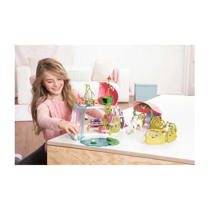 Schleich Bayala Glitzerndes Blütenhaus mit Einhörnern, See und Stall 42445