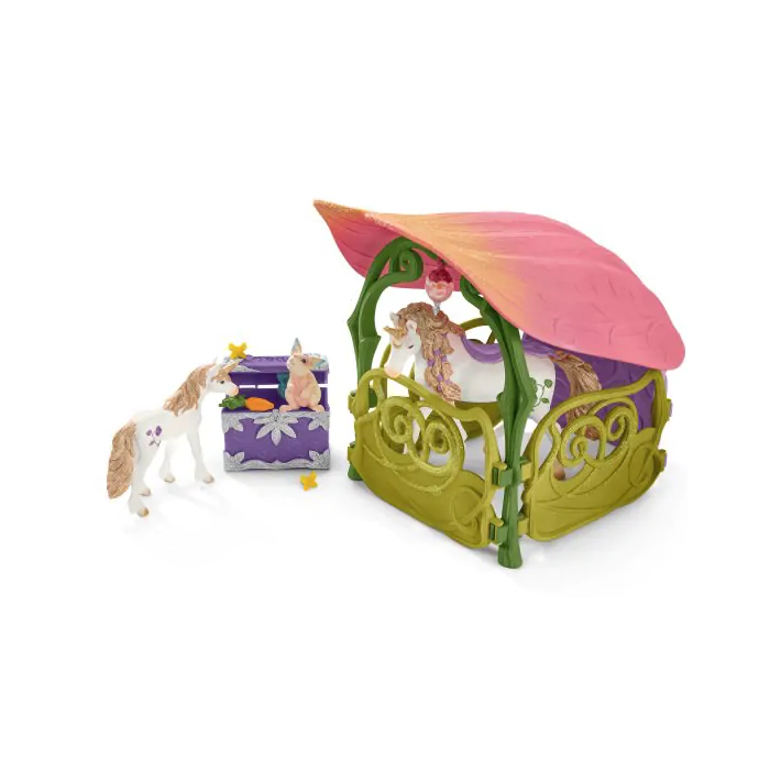 Schleich Bayala Glitzerndes Blütenhaus mit Einhörnern, See und Stall 42445