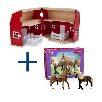 Schleich Bundle #2 Farm World Holz-Bauernhaus 42602 + Horse Club Paso Peruano Starter-Set 42738