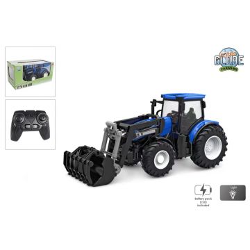 Kids Globe Farming RC Traktor 2,4GHZ Licht und Frontlader blau 27 cm 510315