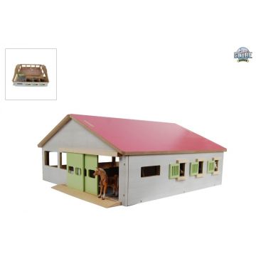 Kids Globe Horses Pferdestall mit 3 Boxen und Innenarena 1:32 rosa 610271