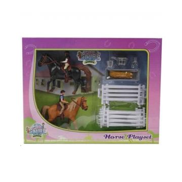 Kids Globe Horses Spielset 2 Pferde mit Reitern und Zubehör 640072