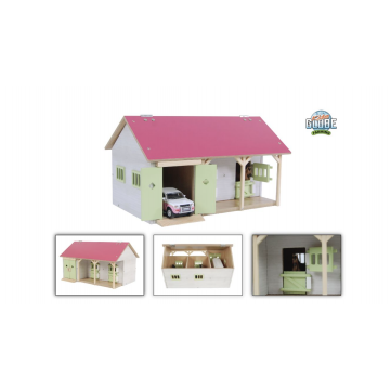 Kids Globe Horses Pferdestall mit 2 Boxen und Stauraum Rosa 1:32 610245