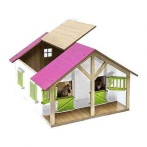 Kids Globe Pferdestall Holz Pink mit 2 Boxen und Lagerung 610168