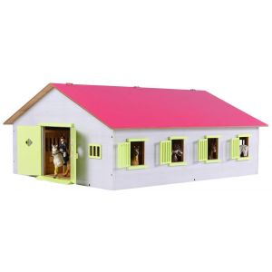 Kids Globe Farming Pferdestall mit 7 Boxen Rosa 1:24 610189