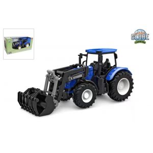 Kids Globe Farming Traktor mit Frontlader blau 27 cm 540474