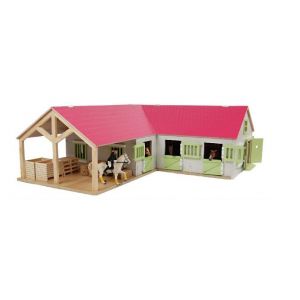 Kids Globe Pferdestall mit 3 Boxen und Abstellraum 1:24 pink 610210