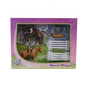 Kids Globe Horses Spielset 2 Pferde mit Reitern und Zubehör 640072