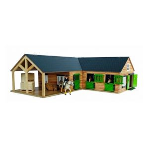 Kids Globe Pferdestall mit 3 Boxen und Abstellraum 1:24 braun 610211