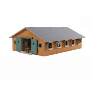 Kids Globe Pferdestall Holzbraun 1:32 mit 9 Boxen 610544