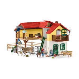 Schleich 42407 Farm World Bauernhaus mit Stall und Tieren