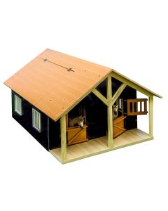 Kids Globe Farming Pferdestall Holz Braun mit 2 Boxen und Lagerung 610167
