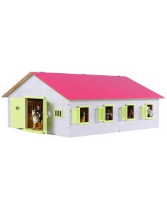 Kids Globe Farming Pferdestall mit 7 Boxen Rosa 1:24 610189
