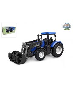 Kids Globe Farming Traktor mit Frontlader blau 27 cm 540474